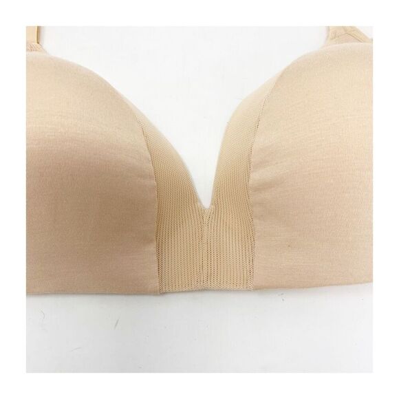 Lively Bra Womens 32D Mesh Plunge Deep V Wireless Bra In Toasted Almond New - Picture 7 of 7